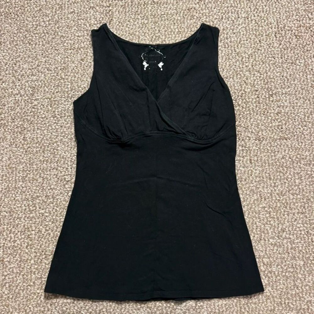 Maternity Tank Top Black Surplice V-Neck Empire Waist Sleeveless Small